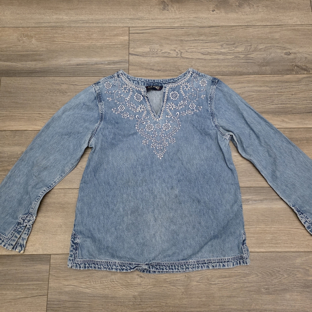 L.A. Blues Light Blue Embroidered Top